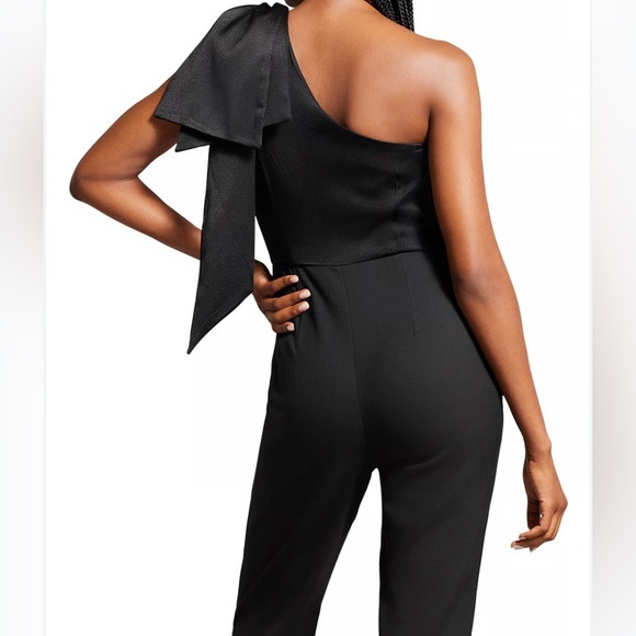 TED BAKER NWT Orliie Bow Trim One Shoulder Black Jumpsuit - Picture 14 of 15